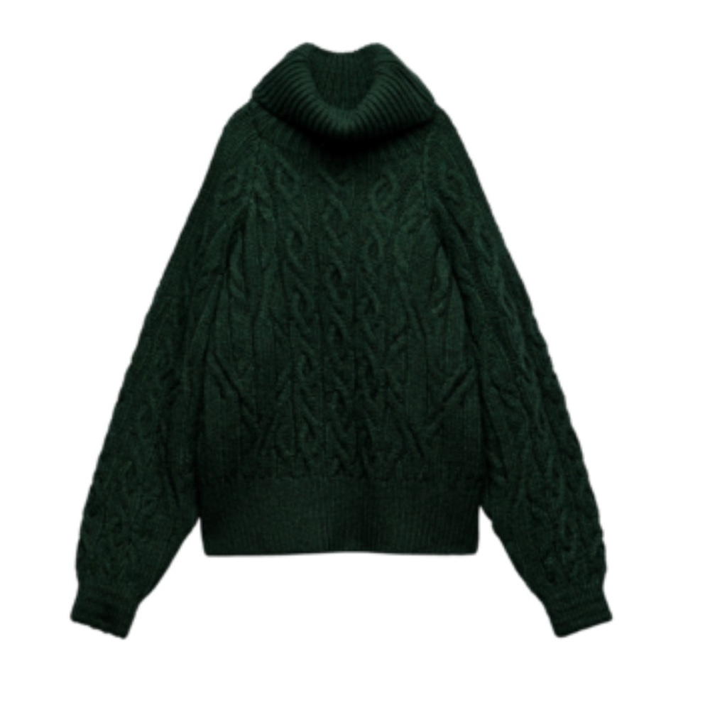 Zara cold shoulder green sweater
